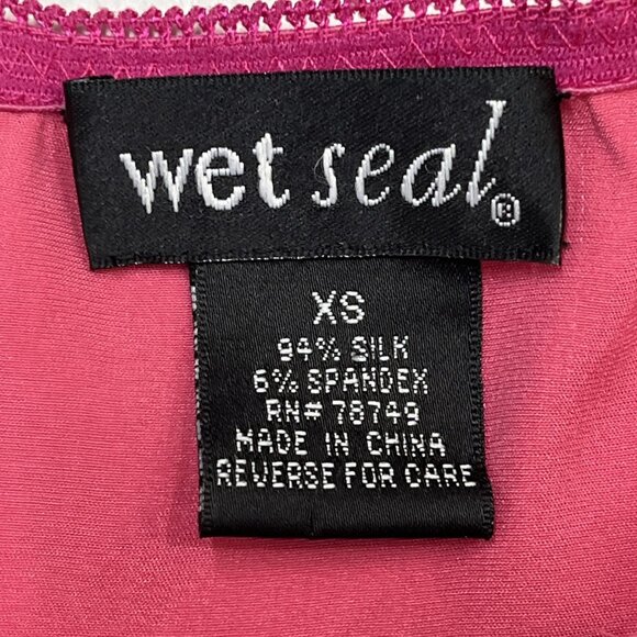 Vintage Y2K Wet Seal Tank Top Womens XS Pink Silk Babydoll Cropped Double Strap - Picture 8 of 9